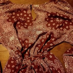 Maroon paisley design romper